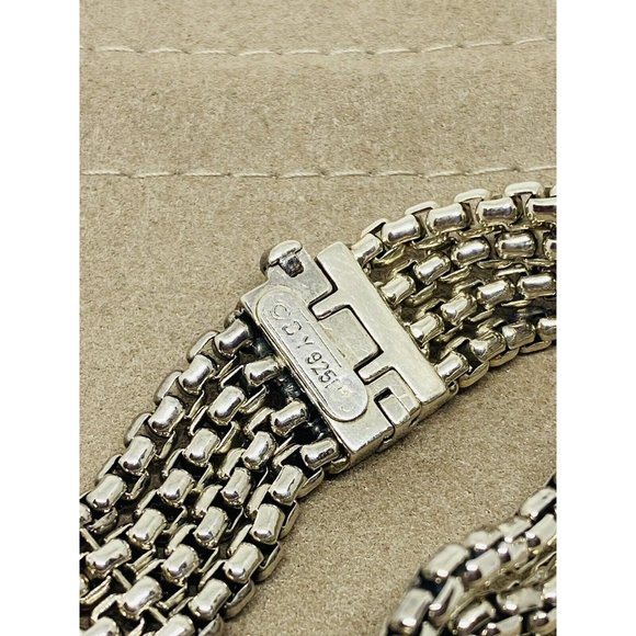David Yurman 4 Strand 0.53ct Diamond " X " Sterling Silver Link Chain Bracelet - Picture 7 of 10